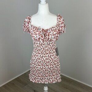 J for Justify Floral Ruched Mini Dress Size Large NWT